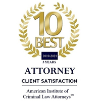 10 Best | 2019-2021 | 3 Years | Attorney Client Satisfaction | American Institute of Criminal Law Attorneys